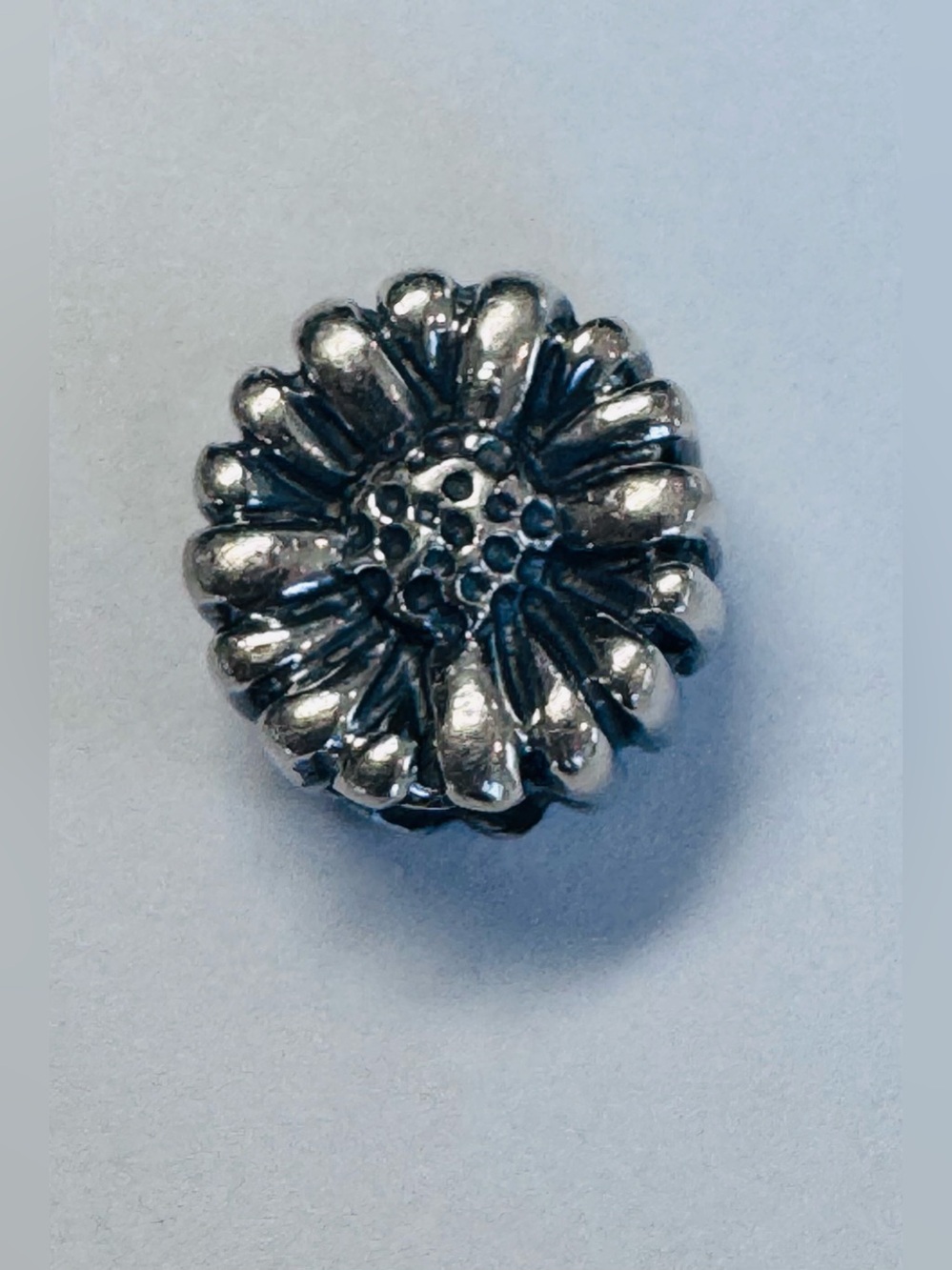 Biagi Threaded Daisy Flower Charm Bead - 925 Sterling Silver